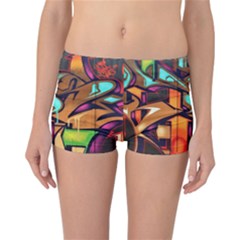 Graffiti Mural Street Art Wall Art Reversible Boyleg Bikini Bottoms by Pakrebo