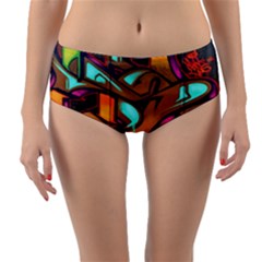 Graffiti Mural Street Art Wall Art Reversible Mid-waist Bikini Bottoms by Pakrebo