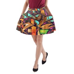 Graffiti Mural Street Art Wall Art A-line Pocket Skirt by Pakrebo