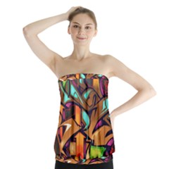 Graffiti Mural Street Art Wall Art Strapless Top by Pakrebo