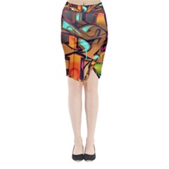 Graffiti Mural Street Art Wall Art Midi Wrap Pencil Skirt by Pakrebo