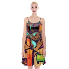 Graffiti Mural Street Art Wall Art Spaghetti Strap Velvet Dress by Pakrebo