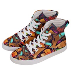 Graffiti Mural Street Art Wall Art Women s Hi-top Skate Sneakers by Pakrebo