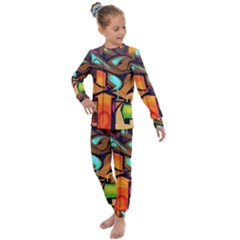 Graffiti Mural Street Art Wall Art Kids  Long Sleeve Set 