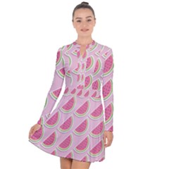 Melons Pattern Food Fruits Melon Long Sleeve Panel Dress by Pakrebo