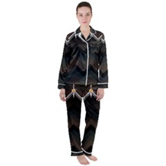 Background Pattern Non Seamless Satin Long Sleeve Pyjamas Set