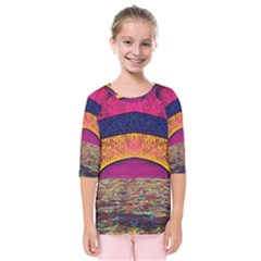 Abstract Sunrise Ocean Sunset Sky Kids  Quarter Sleeve Raglan Tee