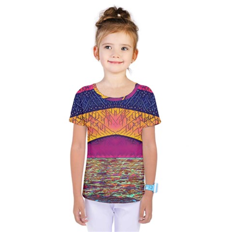 Abstract Sunrise Ocean Sunset Sky Kids  One Piece Tee by Pakrebo