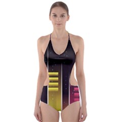 Illustrations Background Abstract Colors Cut-out One Piece Swimsuit by Pakrebo