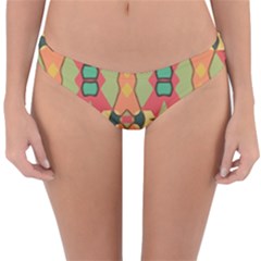 Pattern Orange Green African Reversible Hipster Bikini Bottoms by Pakrebo