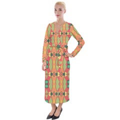 Pattern Orange Green African Velvet Maxi Wrap Dress by Pakrebo