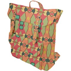 Pattern Orange Green African Buckle Up Backpack by Pakrebo