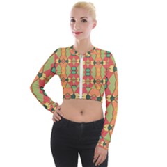 Pattern Orange Green African Long Sleeve Cropped Velvet Jacket by Pakrebo