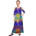 Jetty Landscape Scenery Mountains Kids  Quarter Sleeve Maxi Dress View1