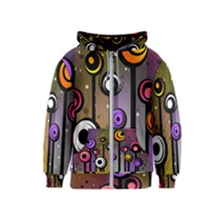 Abstract Flora Pinks Yellows Kids  Zipper Hoodie by Pakrebo