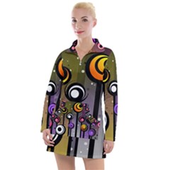 Abstract Flora Pinks Yellows Women s Long Sleeve Casual Dress