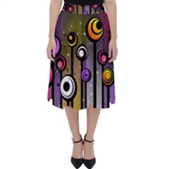 Abstract Flora Pinks Yellows Classic Midi Skirt by Pakrebo