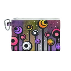 Abstract Flora Pinks Yellows Canvas Cosmetic Bag (medium) by Pakrebo