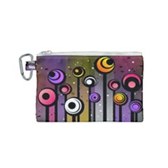 Abstract Flora Pinks Yellows Canvas Cosmetic Bag (small)