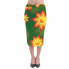 Flower Pattern Floral Non Seamless Velvet Midi Pencil Skirt by Pakrebo