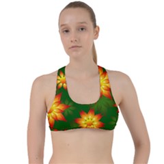 Flower Pattern Floral Non Seamless Criss Cross Racerback Sports Bra by Pakrebo