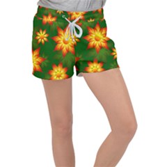 Flower Pattern Floral Non Seamless Women s Velour Lounge Shorts by Pakrebo