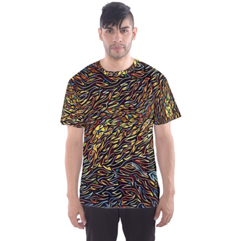 Flames Pattern Texture Gold Men s Sports Mesh Tee by Pakrebo