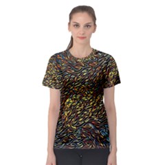 Flames Pattern Texture Gold Women s Sport Mesh Tee