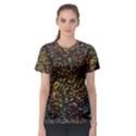 Flames Pattern Texture Gold Women s Sport Mesh Tee View1