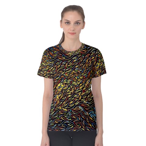 Flames Pattern Texture Gold Women s Cotton Tee by Pakrebo