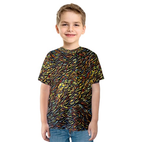 Flames Pattern Texture Gold Kids  Sport Mesh Tee by Pakrebo