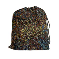 Flames Pattern Texture Gold Drawstring Pouch (xxl) by Pakrebo