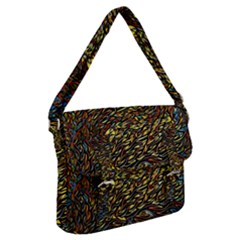 Flames Pattern Texture Gold Buckle Messenger Bag