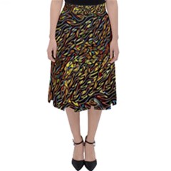 Flames Pattern Texture Gold Classic Midi Skirt by Pakrebo