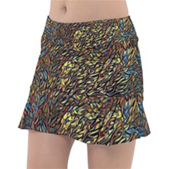 Flames Pattern Texture Gold Tennis Skirt