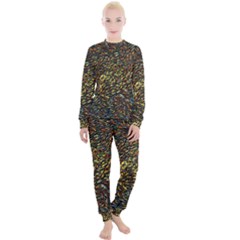 Flames Pattern Texture Gold Women s Lounge Set