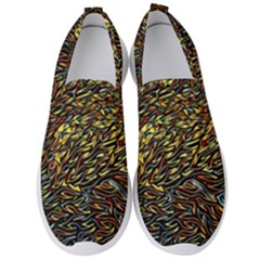 Flames Pattern Texture Gold Men s Slip On Sneakers by Pakrebo