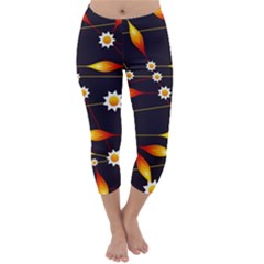 Flower Buds Floral Background Capri Winter Leggings  by Pakrebo