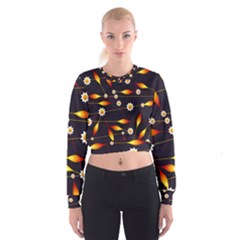 Flower Buds Floral Background Cropped Sweatshirt by Pakrebo