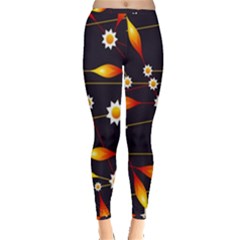 Flower Buds Floral Background Inside Out Leggings by Pakrebo