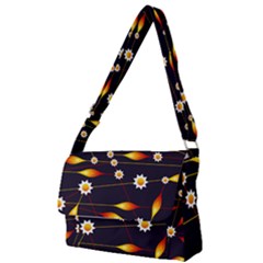 Flower Buds Floral Background Full Print Messenger Bag by Pakrebo