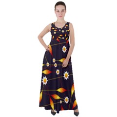 Flower Buds Floral Background Empire Waist Velour Maxi Dress