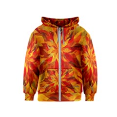 Flower Blossom Red Orange Abstract Kids  Zipper Hoodie by Pakrebo