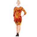 Flower Blossom Red Orange Abstract Quarter Sleeve Hood Bodycon Dress View2