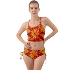 Flower Blossom Red Orange Abstract Mini Tank Bikini Set by Pakrebo