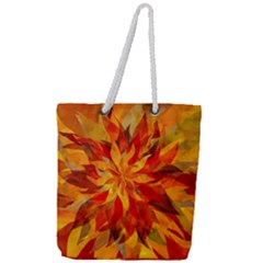 Flower Blossom Red Orange Abstract Full Print Rope Handle Tote (large) by Pakrebo