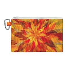 Flower Blossom Red Orange Abstract Canvas Cosmetic Bag (Large)