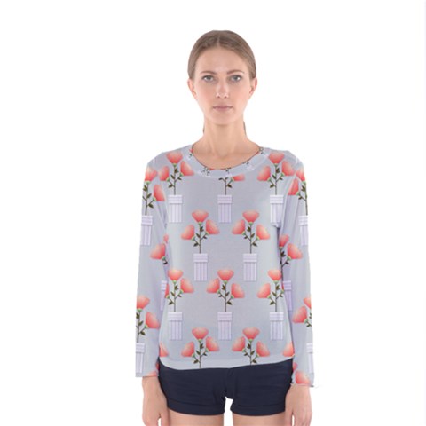 Pattern Non Seamless Floral Flowers Women s Long Sleeve Tee by Pakrebo