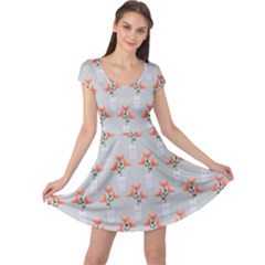 Pattern Non Seamless Floral Flowers Cap Sleeve Dress by Pakrebo