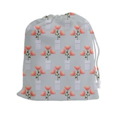 Pattern Non Seamless Floral Flowers Drawstring Pouch (xxl) by Pakrebo